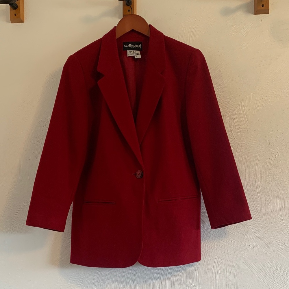 Sag Harbor Classic 100% Wool Red Blazer
